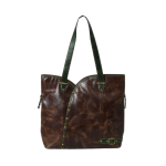 Luxfair's Brown & Green Accent Leather Tote Bag - Image 2