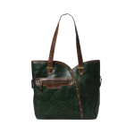 Luxfair's Green Leather Tote with Brown Accents