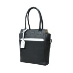 Divine's Elegant Black Leather Tote Bag with White Pouch - Versatile Work & Casual Carry - Image 2