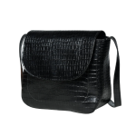 Luxfair's Black Croc-Embossed Leather Shoulder Bag - Image 2