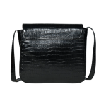 Luxfair's Black Croc-Embossed Leather Shoulder Bag
